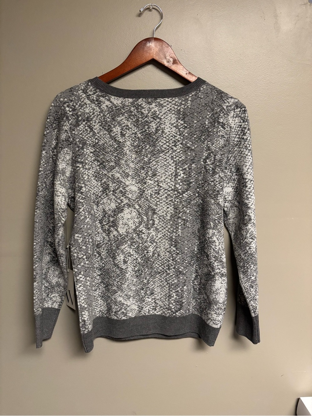 Worthington Gray Snake-Print Crewneck Sweater - Picture 3 of 6